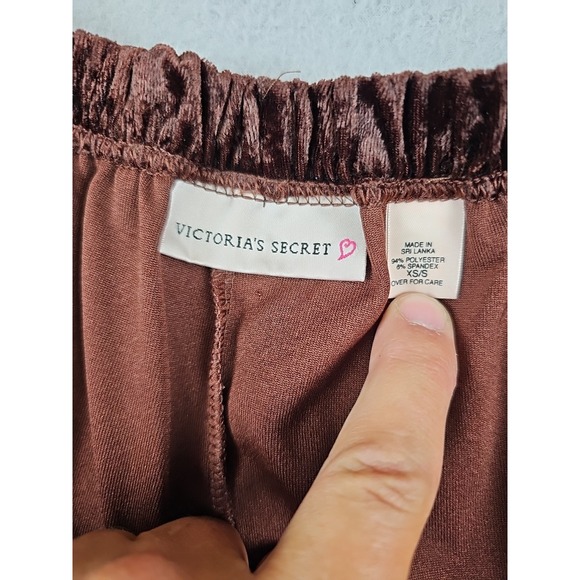 Victoria's Secret Velour Pants Size XS/S Wide Leg Drawstring Velvet 90's Y2K - Picture 4 of 7